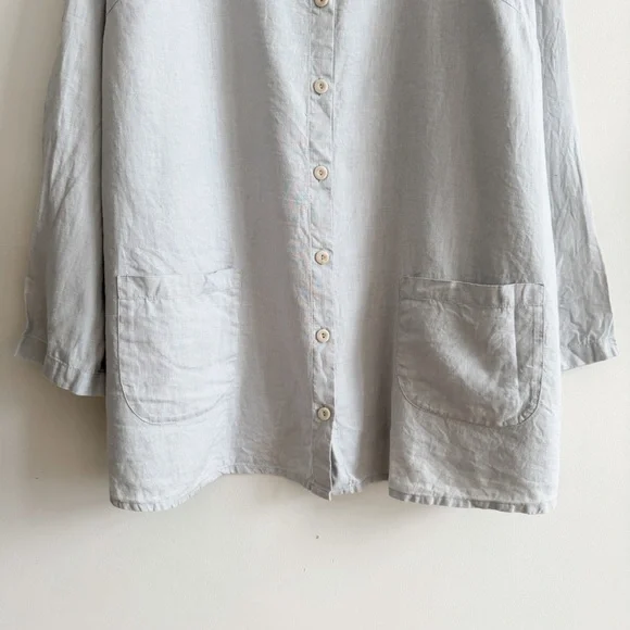 FLAX • Linen Button-Front Top - Picture 3 of 10